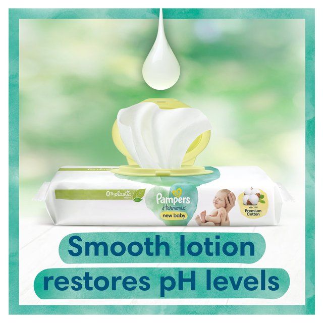 Pampers Harmonie New Baby Plastic Free Baby Wipes X4 4 x 46 per pack