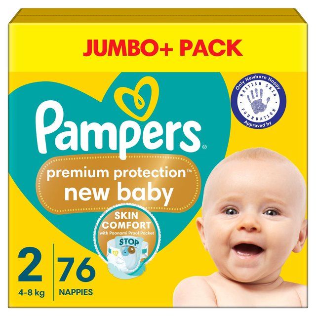 Pampers New Baby Nappies Size 2 (4-8kg) Jumbo+ Pack 76 per pack
