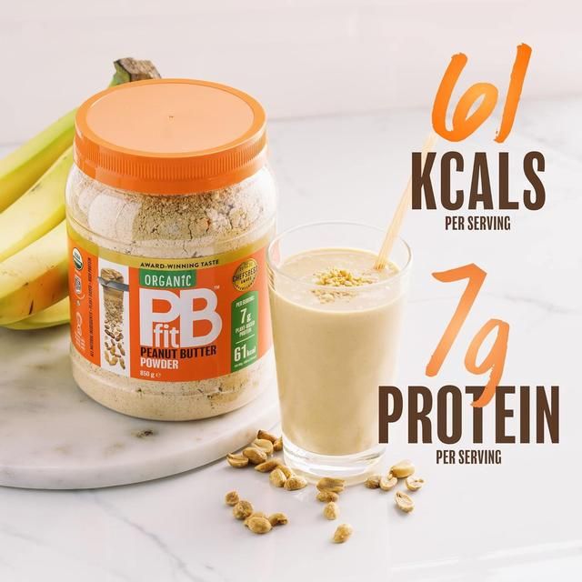 PBfit Organic Peanut Butter Powder - 87% Less Fat and High Protein 850g