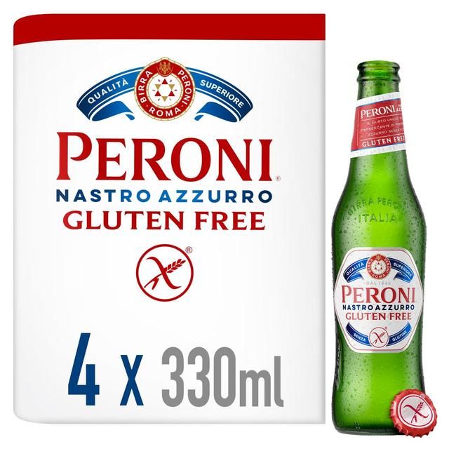 Peroni Nastro Azzurro Gluten Free Beer Lager Bottles 4 x 330ml