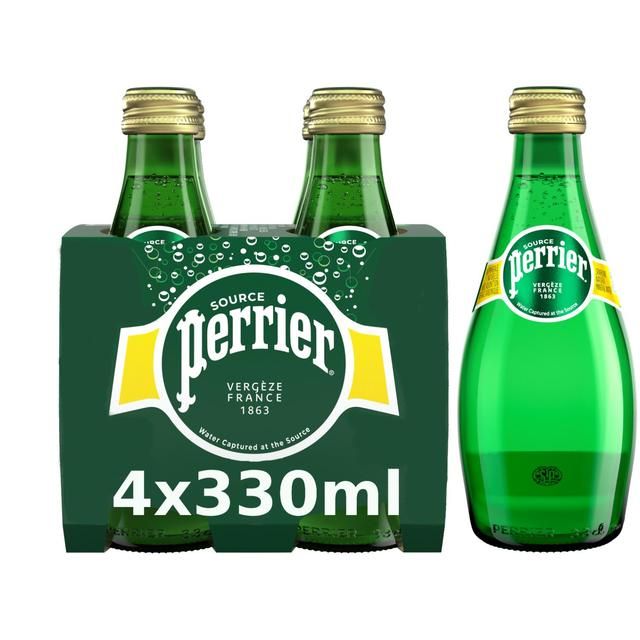 Perrier Sparkling Natural Mineral Water Glass 4 x 330ml