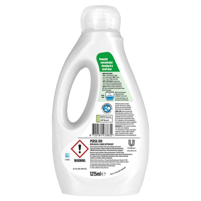 Persil Bio Liquid Laundry Washing Detergent 45 Washes 1200ml