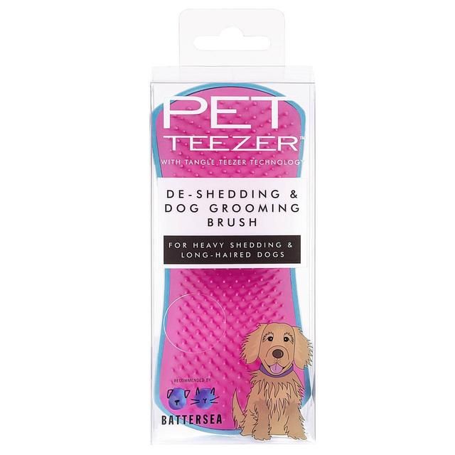 Pet Teezer De-shedding Dog Grooming Brush - Blue / Pink