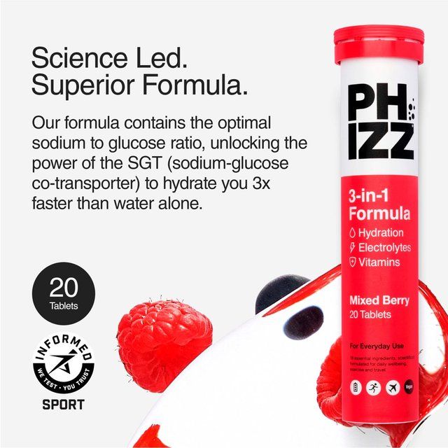 Phizz Mixed Berry 3-in-1 Hydration Electrolytes and Vitamins Effervescent 20 per pack
