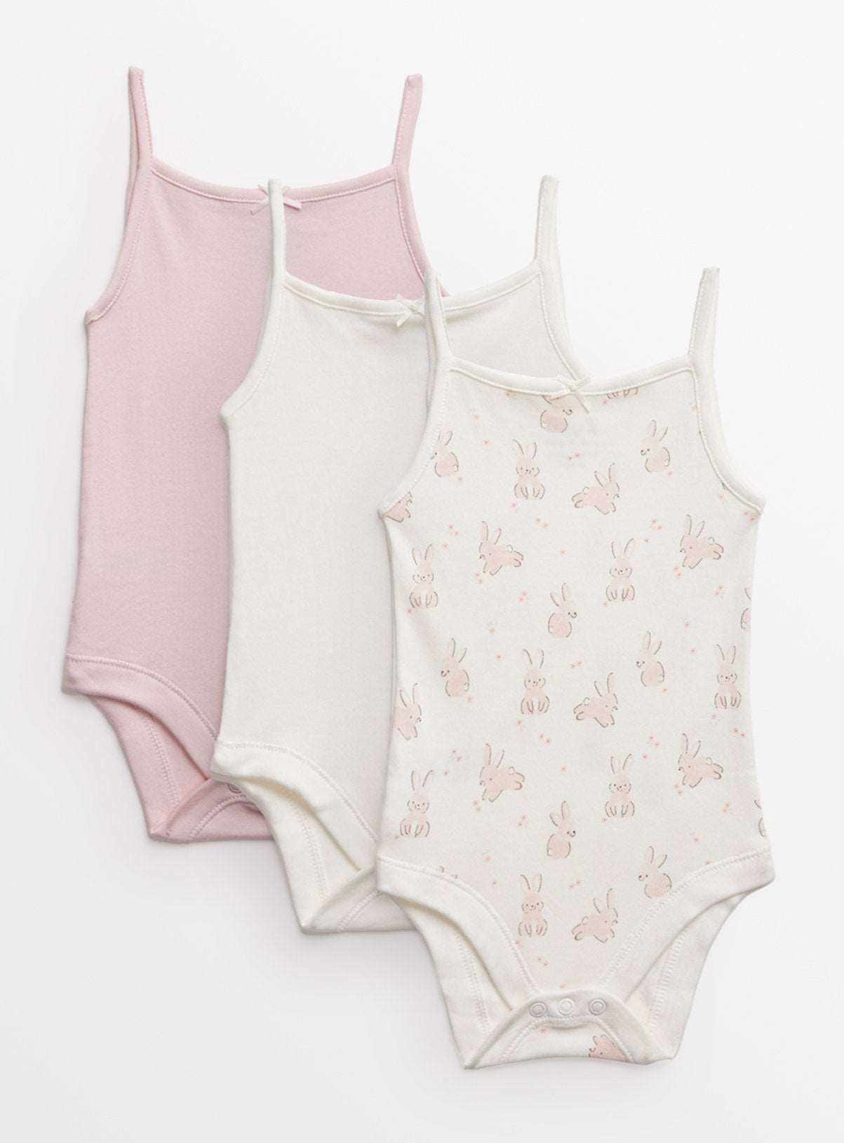 Pink Bunny Print Strappy Bodysuits 3 Pack 6-9 months
