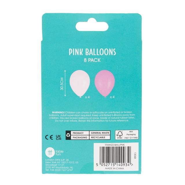 Pink Party Balloons 8 per pack