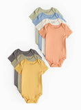 Plain Short Sleeve Bodysuits 7 pack Newborn