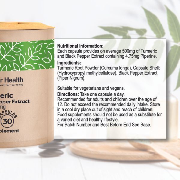 Power Health Turmeric 500mg & Black Pepper Capsules - 30s