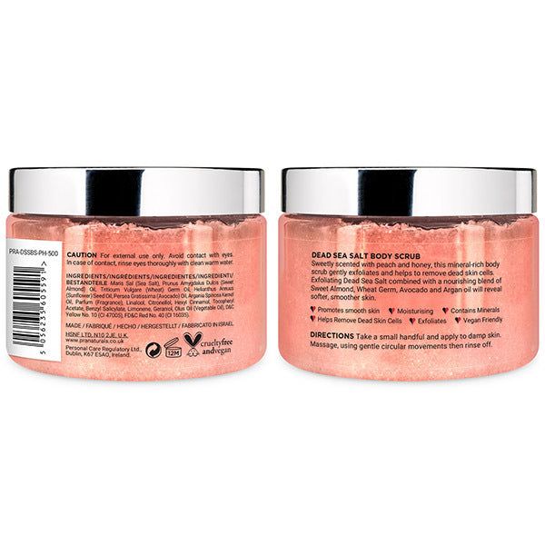 PraNaturals Dead Sea Salt Body Scrub 500g - Peach & Honey