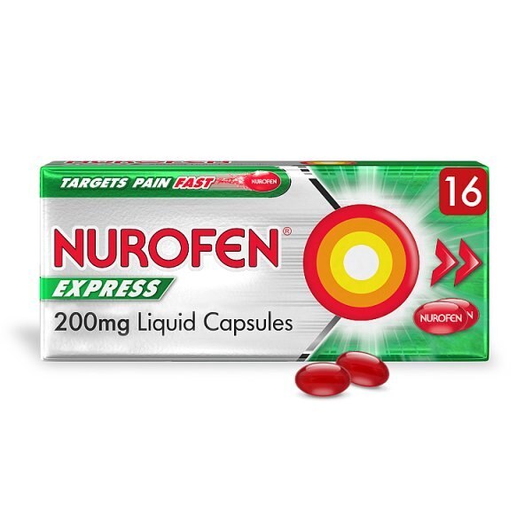 Nurofen Express Pain Relief Ibuprofen 200mg Liquid Caps 16s GOODS Superdrug   