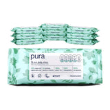 Pura 100% plastic free biodegradable baby wipes 70pk x 10