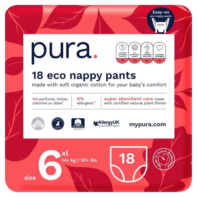 Pura High Performance Eco Nappy Pants Size 6 (14kg+) 18 per pack