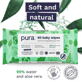 Pura Plastic Free Baby Wipes 12 x 60pk 12 x 60 per pack
