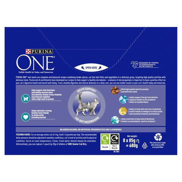 Purina One Senior 7+ Mini Fillets Chicken & Beef Wet Cat Food 8 x 85g