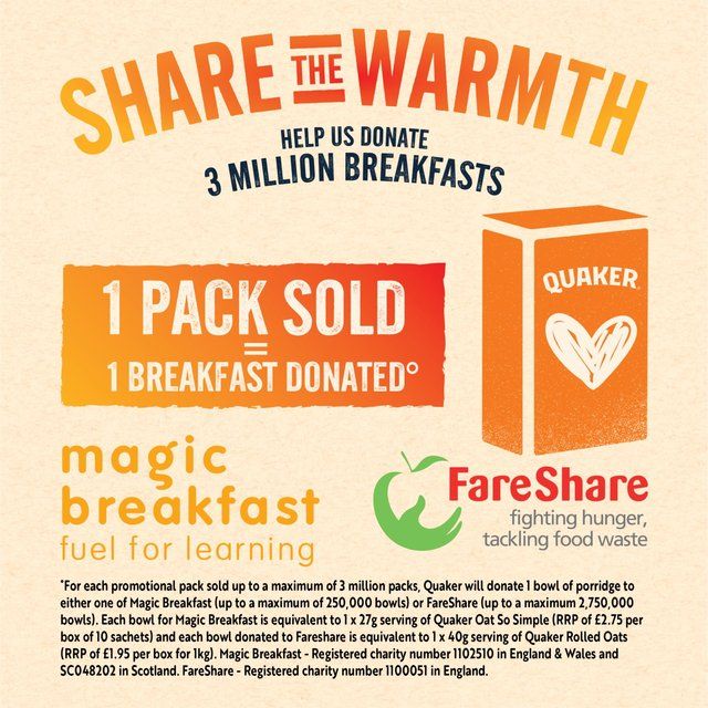 Quaker Oat So Simple Family Pack Golden Syrup Porridge Sachets Cereal 20 per pack