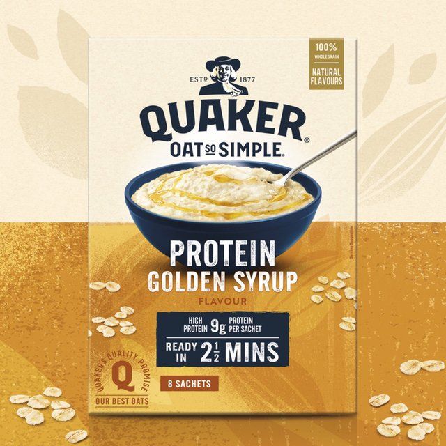 Quaker Oat So Simple Protein Golden Syrup Porridge Sachets Cereal 8 per pack