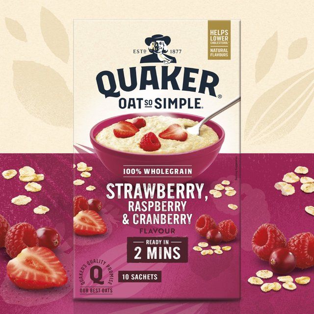 Quaker Oat So Simple Strawberry Raspberry & Cranberry Sachets Cereal 10 per pack