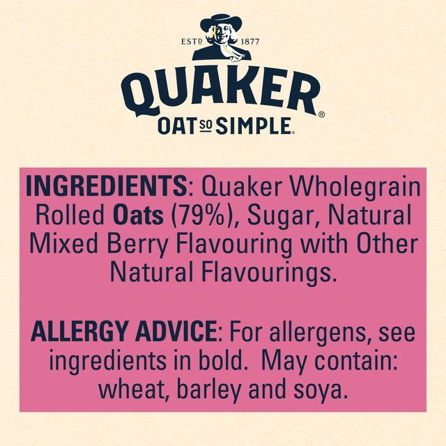 Quaker Oat So Simple Strawberry Raspberry & Cranberry Sachets Cereal 10 per pack