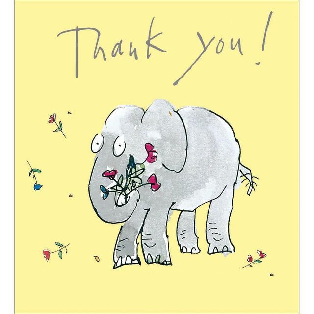 Quentin Blake Elephant Thank You Card Pack 8 per pack
