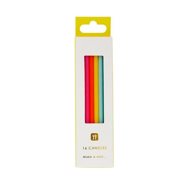 Rainbow Birthday Candles with Holders 16 per pack