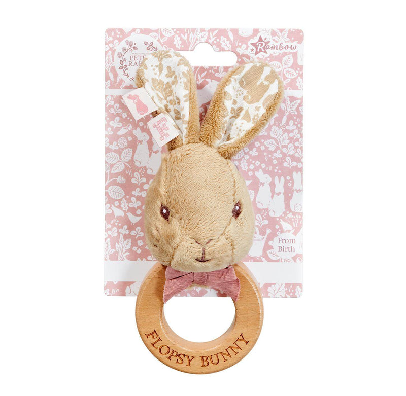 Peter Rabbit Flopsy wooden ring rattle, imported from the UK