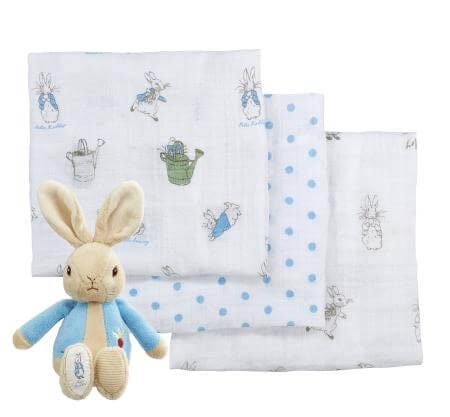 Peter Rabbit soft toy and muslin gift set, UK version