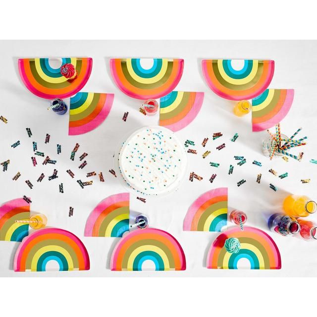 Rainbow Paper Party Plates 12 per pack
