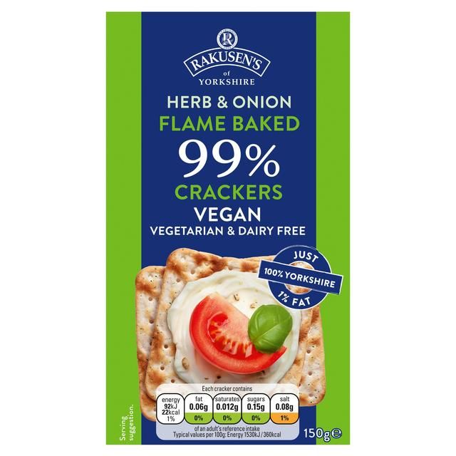 Rakusen's Yorkshire Herb & Onion Flame Baked Crackers 150g