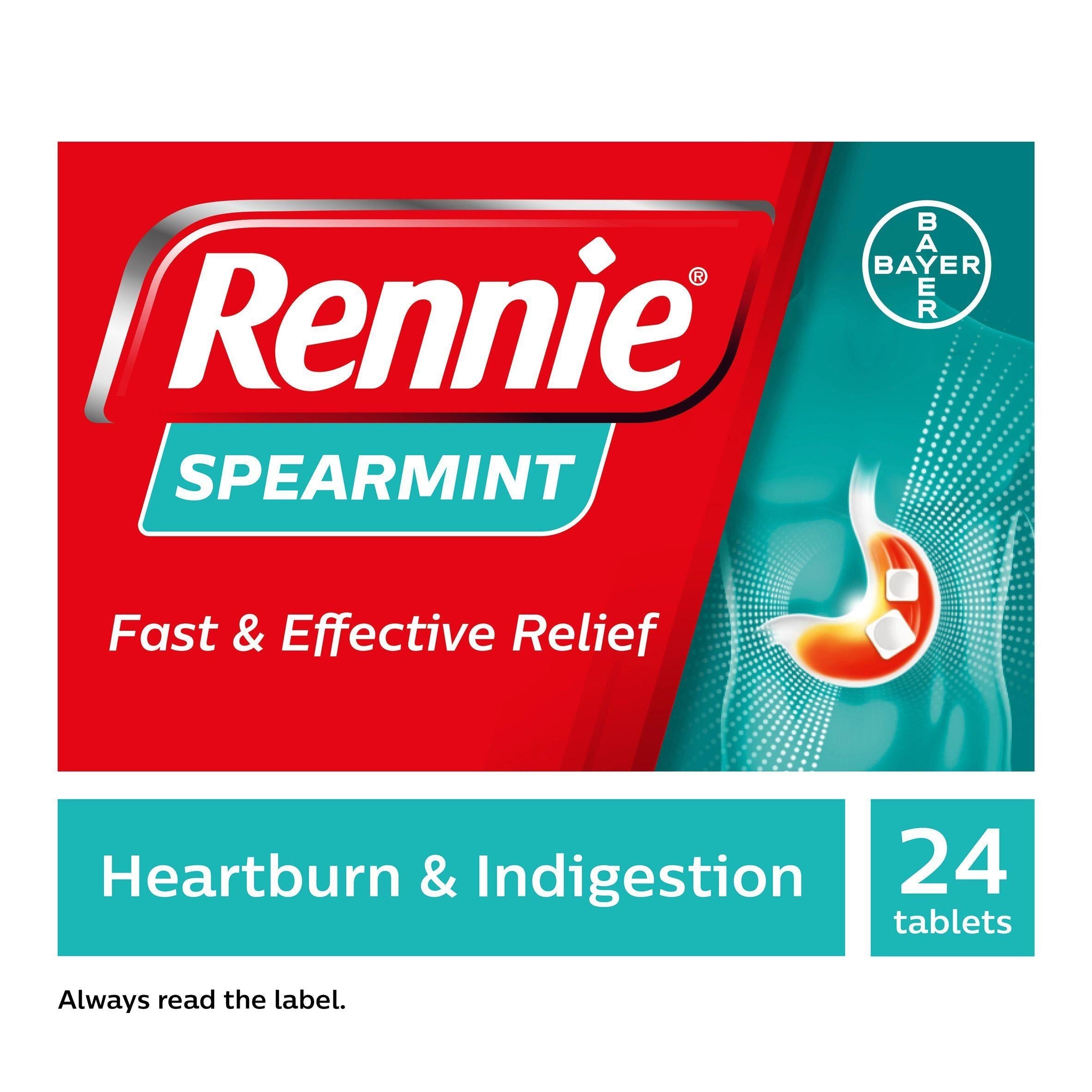 Rennie Spearmint Heartburn & Indigestion Relief Tablets x24
