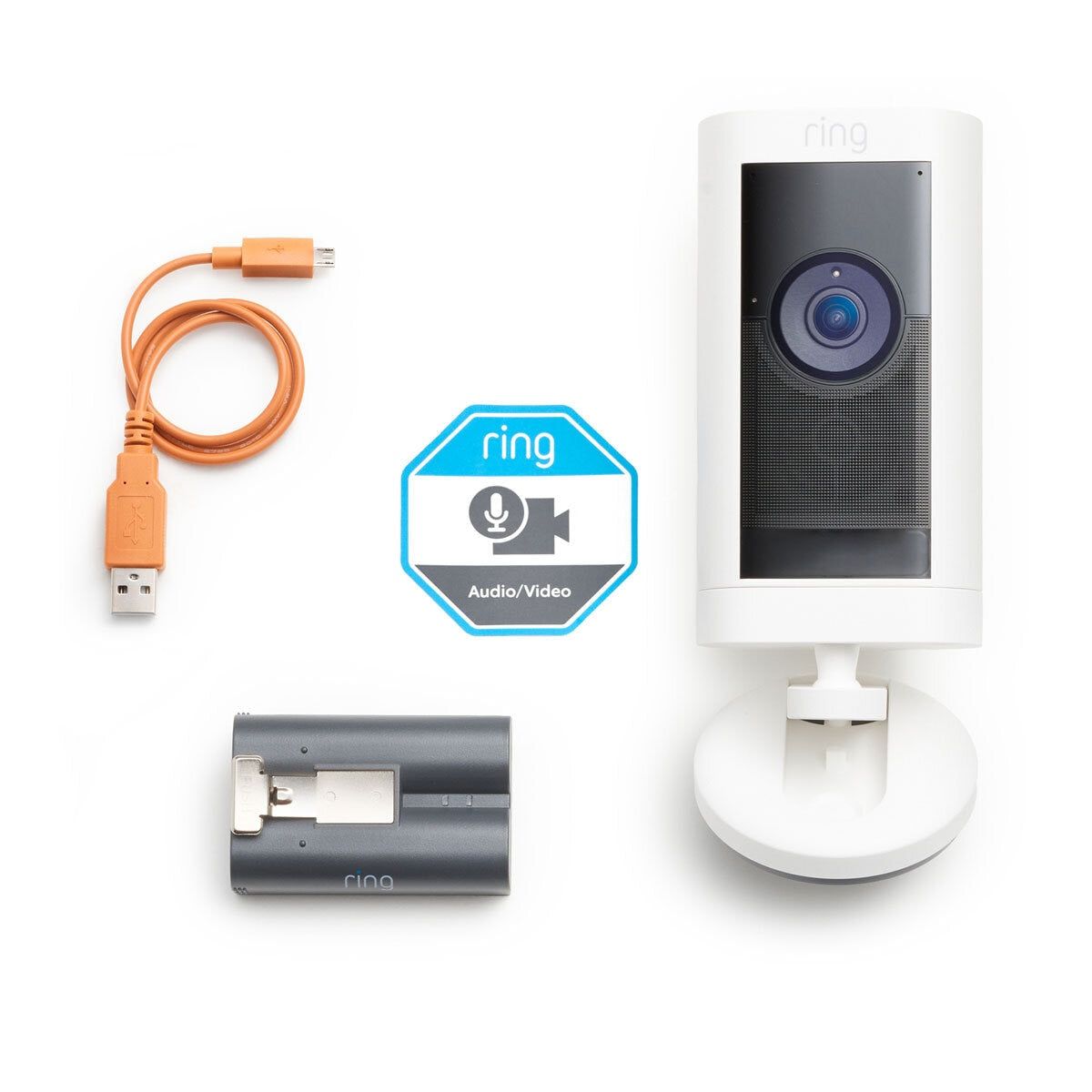 Ring Stick Up Cam Pro with Solar Panel in White