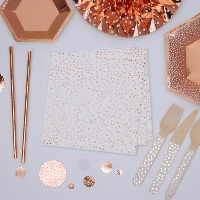 Rose Gold Dots Napkins 16 per pack