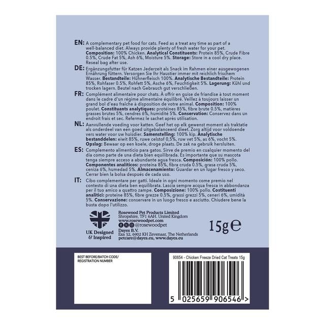 Rosewood Chicken Freeze Dried Cat Treats 15g