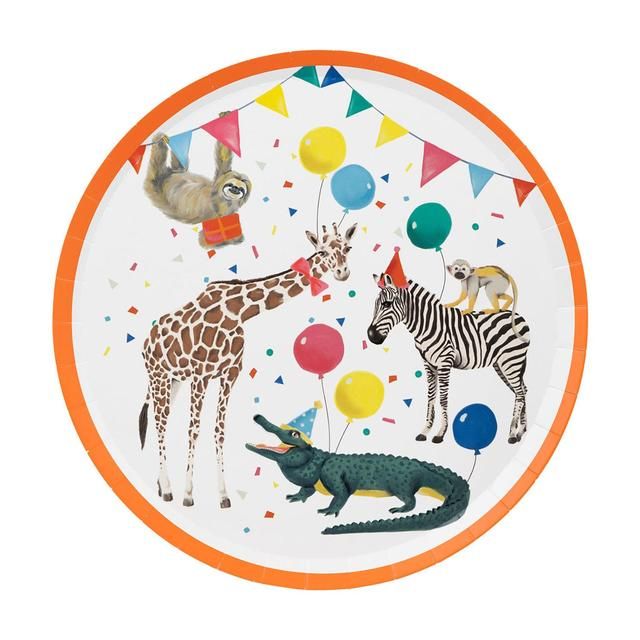 Safari Animal Paper Party Plates 8 per pack