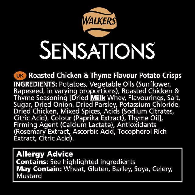 Sensations Roasted Chicken & Thyme Sharing Bag Crisps   150g