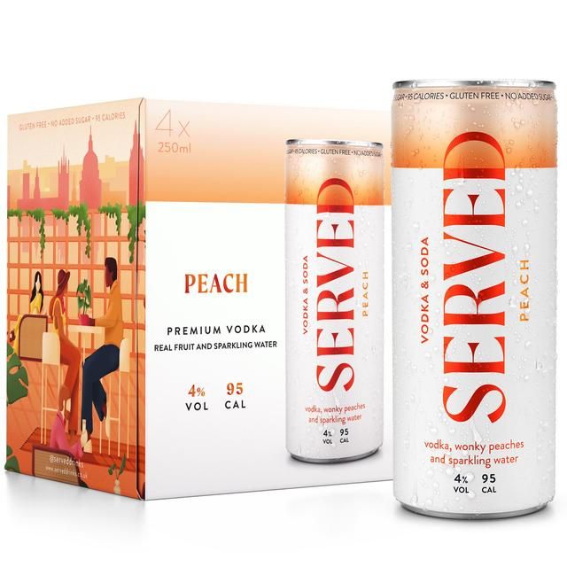 Served Peach Hard Seltzer 4 x 250ml
