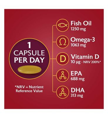 Seven Seas Omega-3 Fish Oil Max Strength with Vitamin D 30 Capsules