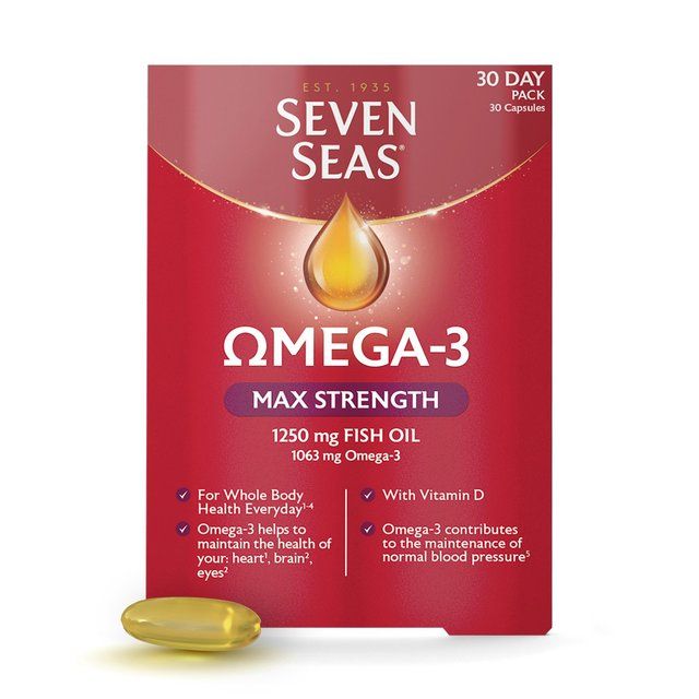 Seven Seas Omega-3 Fish Oil Max Strength with Vitamin D Capsules   30 per pack