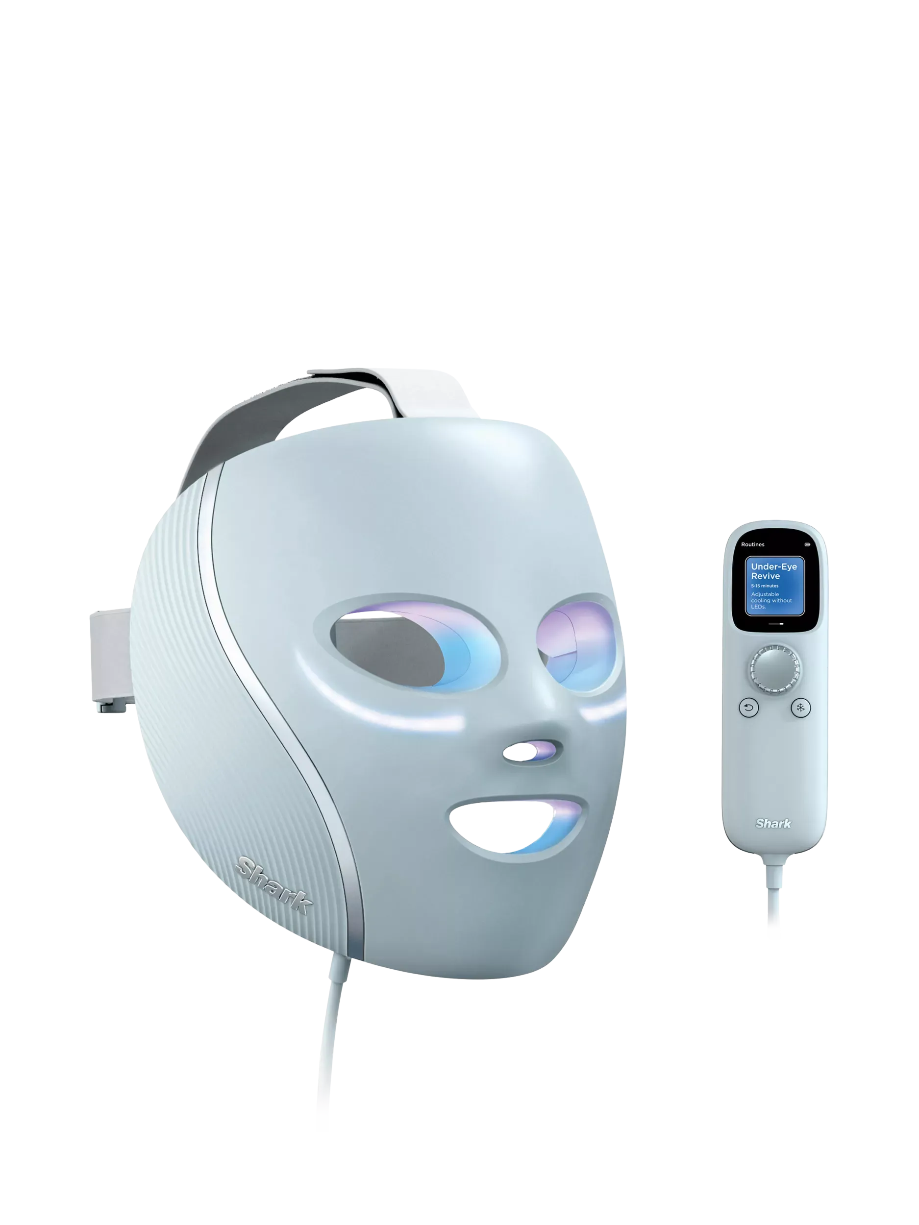 Shark CryoGlow FW312UK Under-Eye Cooling & LED Anti-Ageing & Blemish Repair Mask, Blue Frost