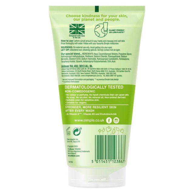 Simple Kind to Skin Refreshing Facial Gel Wash 150ml