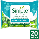 Simple Wipes Daily Detox Matte 20 per pack
