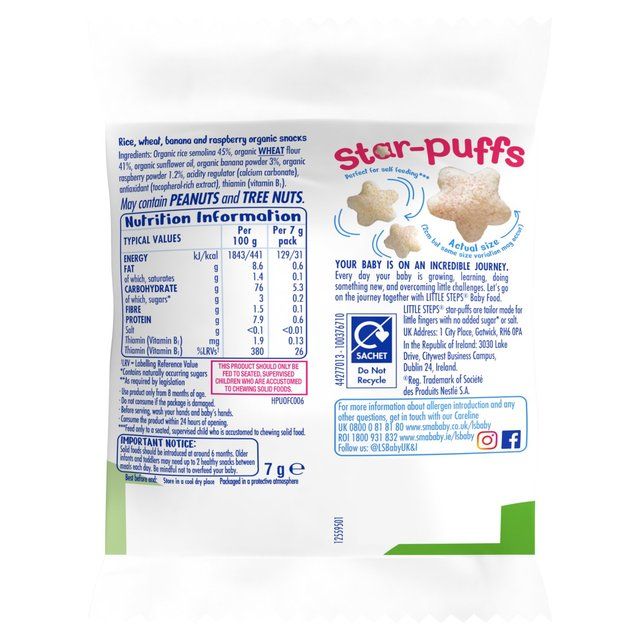 SMA Little Steps Chip-Puffs Banana & Raspberry 7g