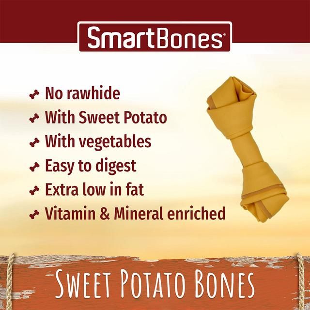 SmartBones 2 Medium Sweet Potato Rawhide Free Bone Dog Treats   158g