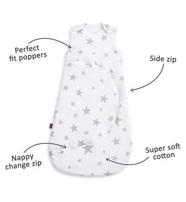 SnuzPouch 1.0 Tog Baby Sleeping Bag - Grey Star, 6-18 Months
