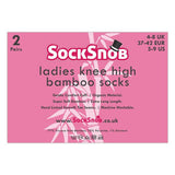 Sock Snob 2 Pairs Ladies Knee High Bamboo Socks 4-7 UK