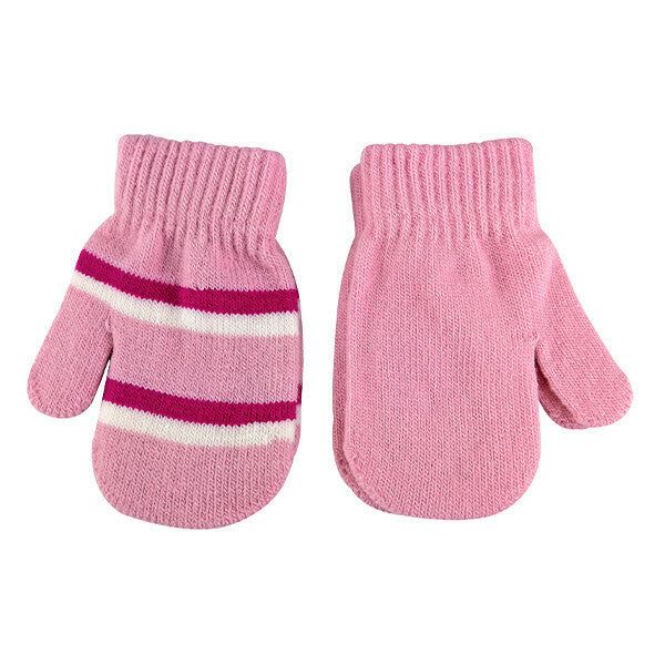 Sock Snob 2 Pk Baby Striped Knitted Winter Mittens Gloves Pink / 2EA