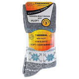Sock Snob 3 Pairs Ladies Fairisle Thermal Socks 4-8 UK