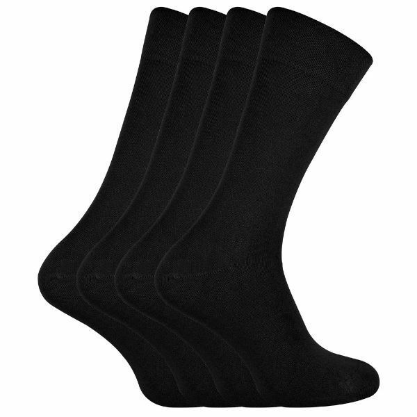 Sock Snob 4 Pairs Ladies Soft Bamboo Crew Socks 4-8 UK Black
