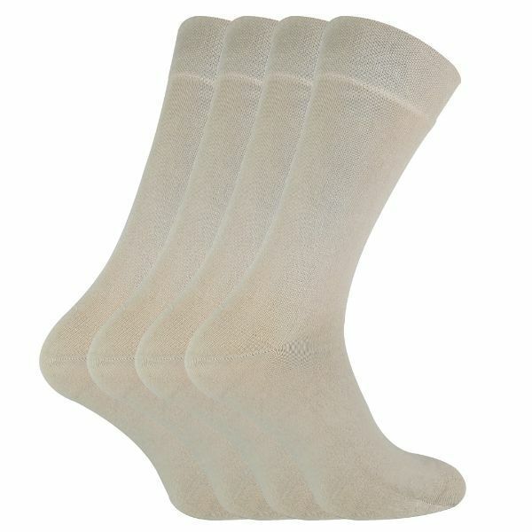 Sock Snob 4 Pairs Ladies Soft Bamboo Crew Socks 4-8 UK Natural