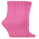 Sock Snob 6 Pairs Ladies Plain Coloured Cotton Socks 4-7 UK PL30 Rose / 6EA