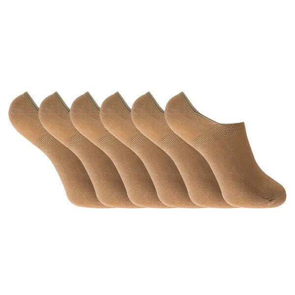 Sock Snob 6 Pk Ladies Bamboo Invisible Trainer Liner 4-7 UK Beige
